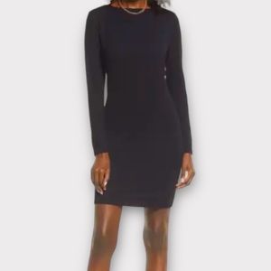 Open Edit Womens Dress Small Open Back Ribbed Grunge Goth Little Black Dress NWT